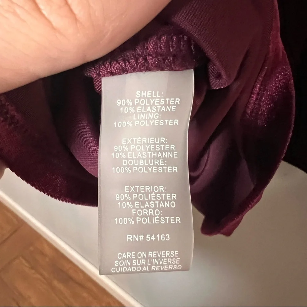 Tommy Hilfiger Faux Wrap Mini Dress Burgundy Red Velvet Long Sleeve Size 14 NWT - Picture 12 of 13